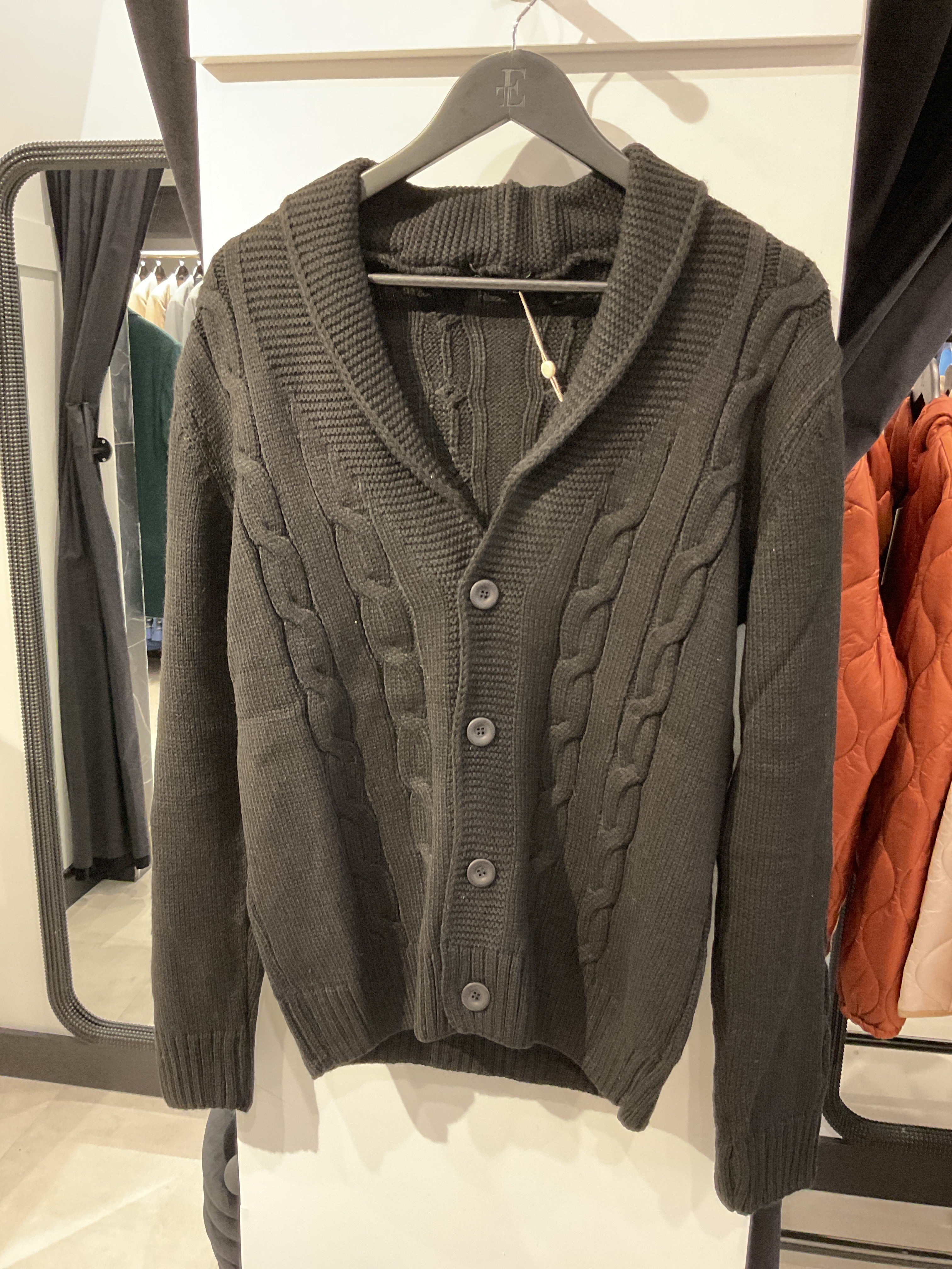 Four Button Down Cardigan- Black