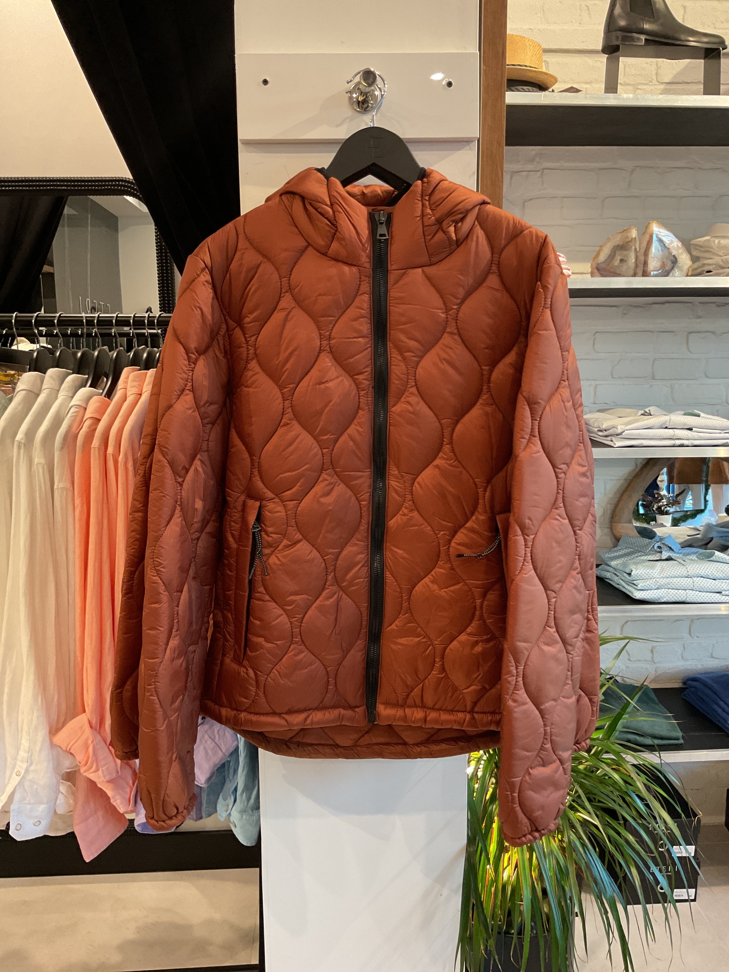 Padded Hooded coat jacket - Brick red